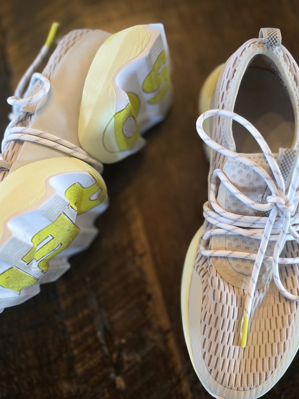 Sorel Light Grey And Yellow Mesh Athletic Sneakers